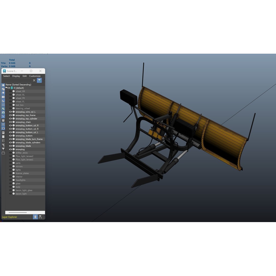 Snow Plow Pickup Truck 3D Model – Low Poly Game Asset, FBX - View 46