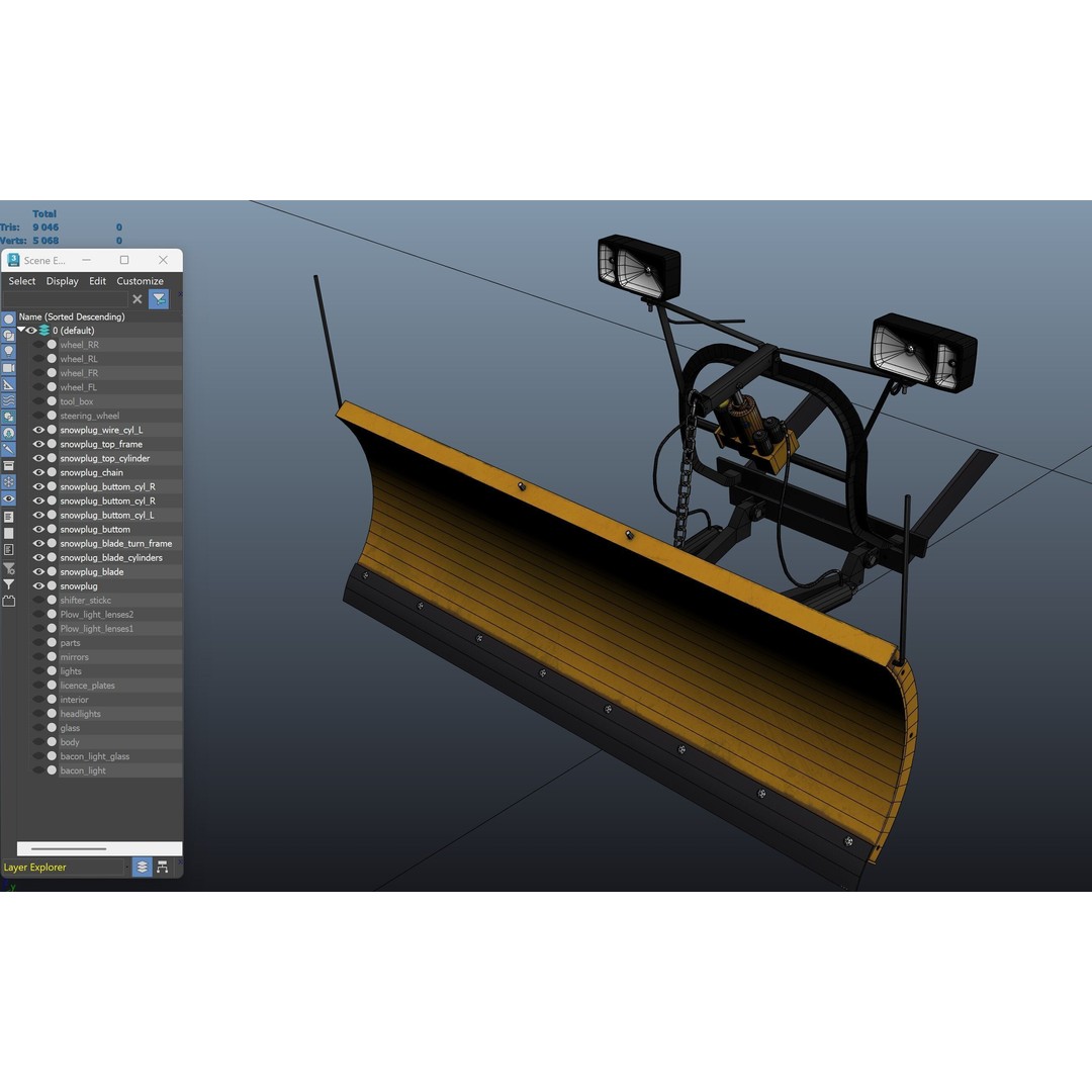 Snow Plow Pickup Truck 3D Model – Low Poly Game Asset, FBX - View 47