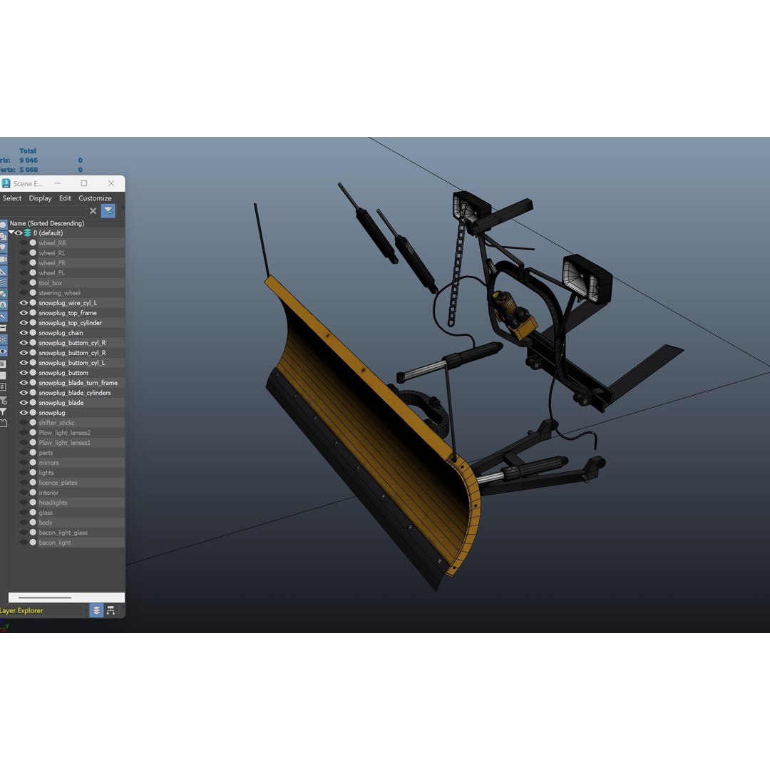 Snow Plow Pickup Truck 3D Model – Low Poly Game Asset, FBX - View 48