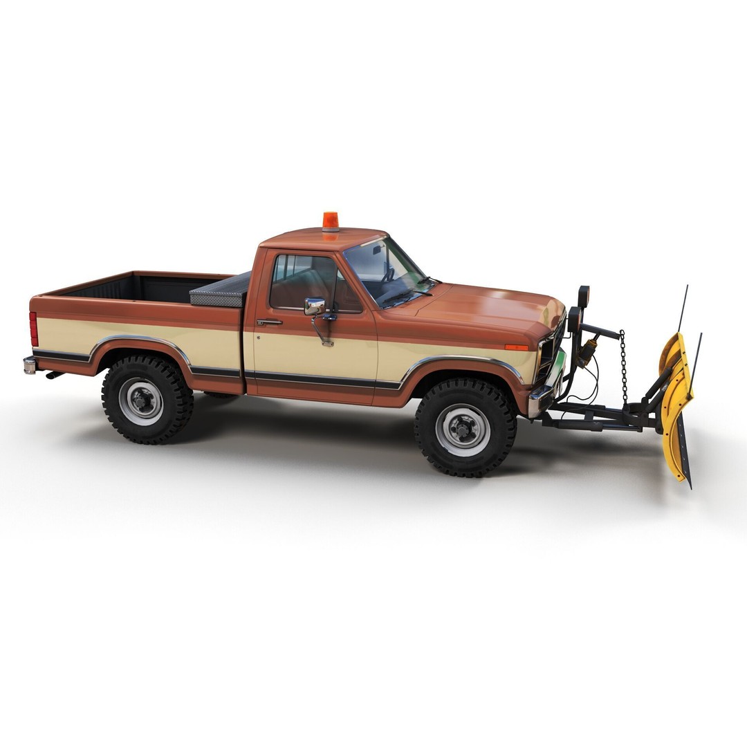 Snow Plow Pickup Truck 3D Model – Low Poly Game Asset, FBX - View 5