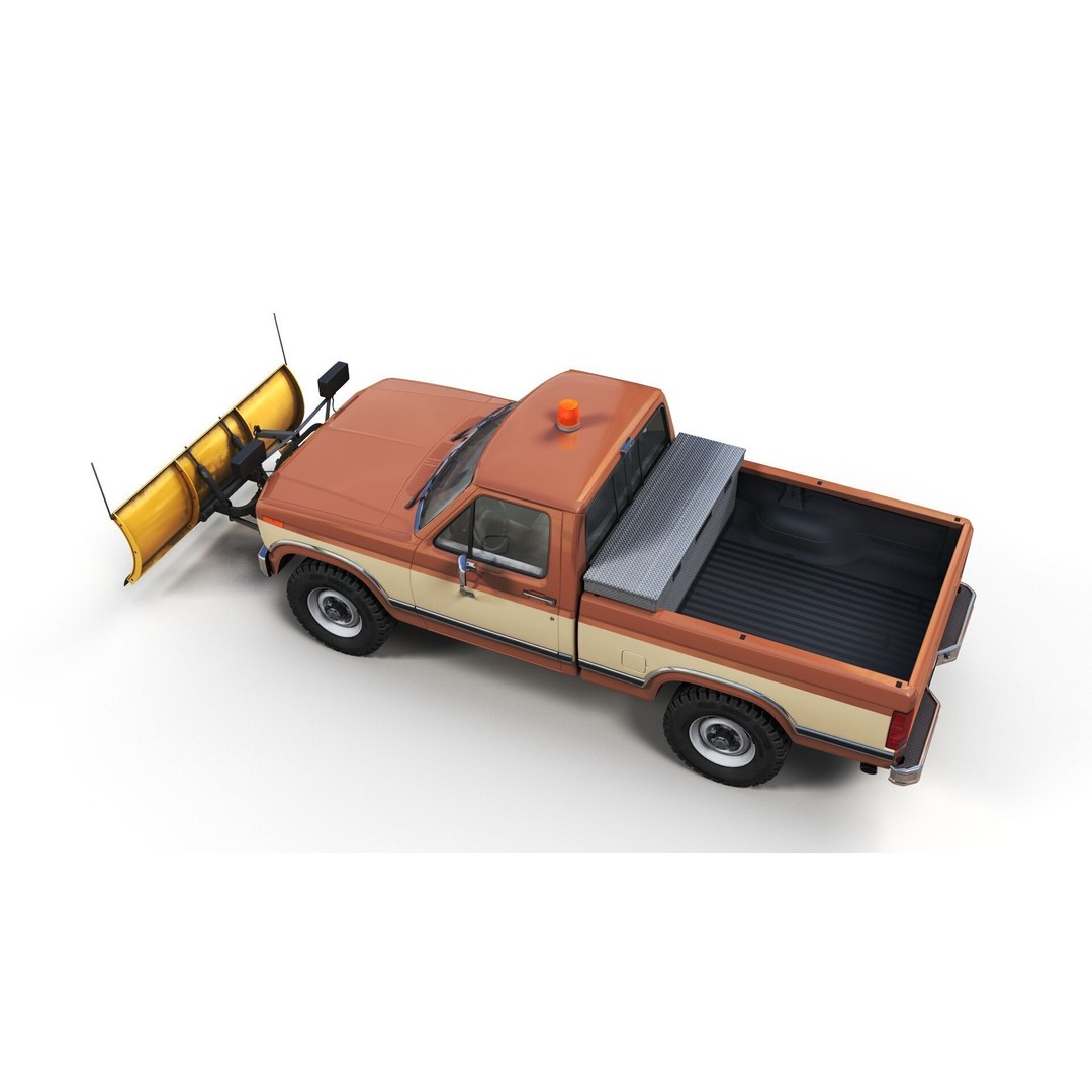 Snow Plow Pickup Truck 3D Model – Low Poly Game Asset, FBX - View 6