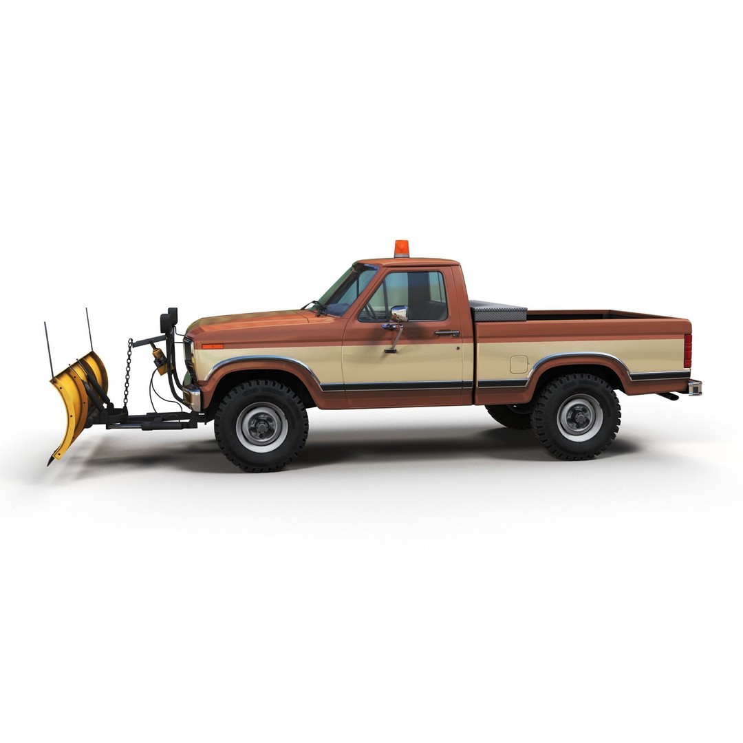 Snow Plow Pickup Truck 3D Model – Low Poly Game Asset, FBX - View 7