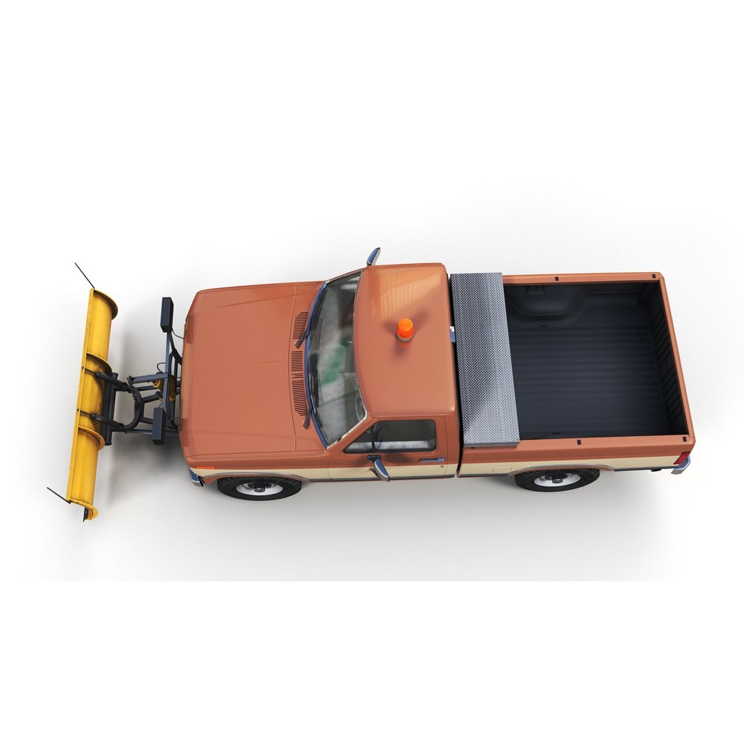 Snow Plow Pickup Truck 3D Model – Low Poly Game Asset, FBX - View 8