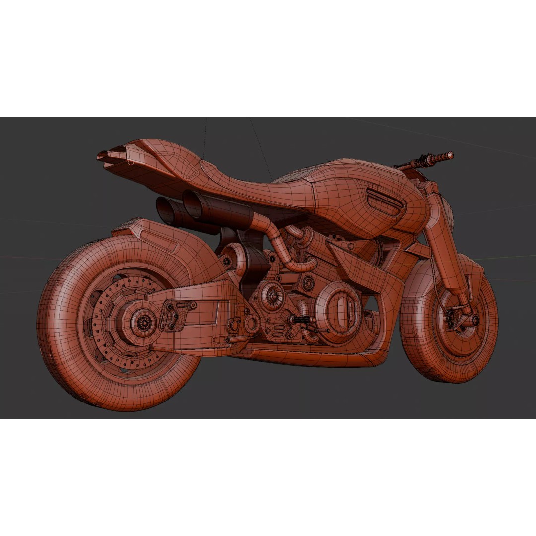 Cyberpunk Motorcycle 3D Model – High Detail Hard Surface, PBR Textures