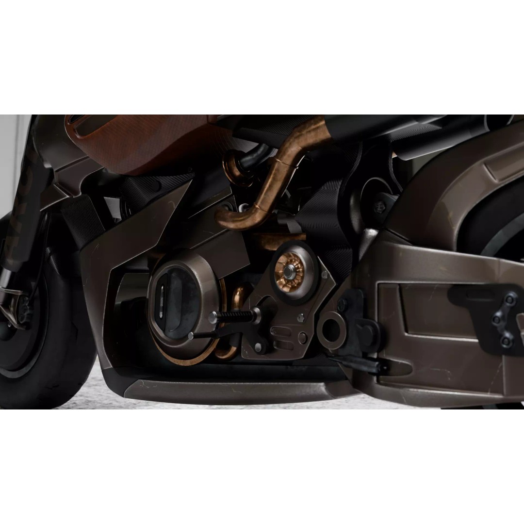 Cyberpunk Motorcycle 3D Model – High Detail Hard Surface, PBR Textures - View 12