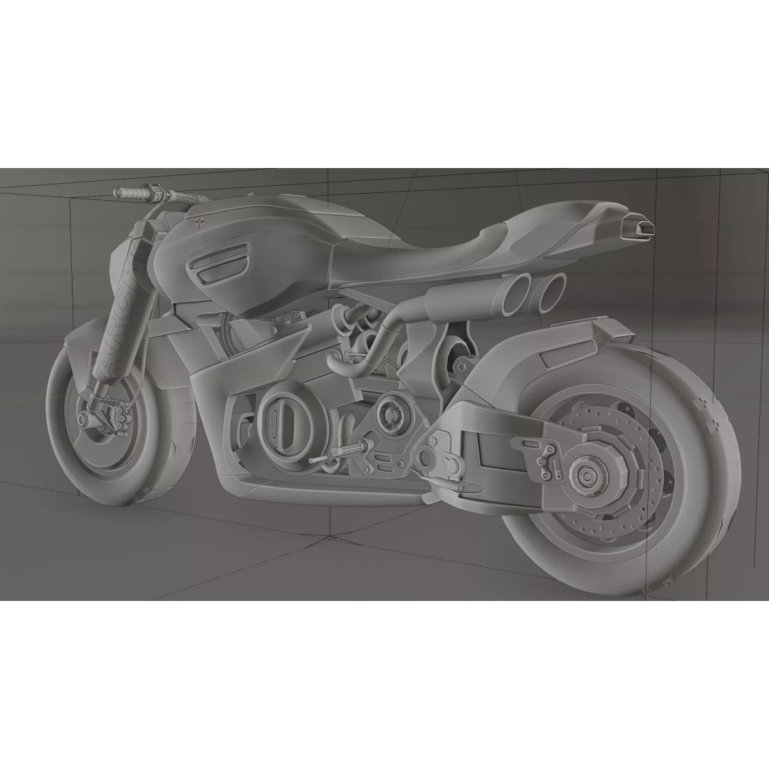 Cyberpunk Motorcycle 3D Model – High Detail Hard Surface, PBR Textures - View 16