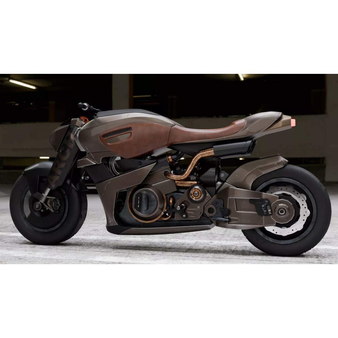 Cyberpunk Motorcycle 3D Model – High Detail Hard Surface, PBR Textures - View 2