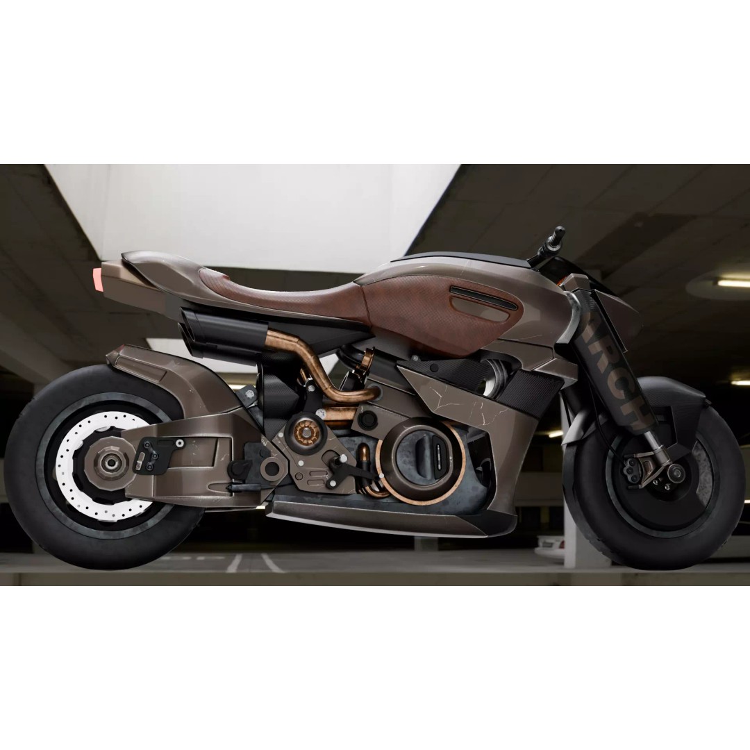Cyberpunk Motorcycle 3D Model – High Detail Hard Surface, PBR Textures - View 3