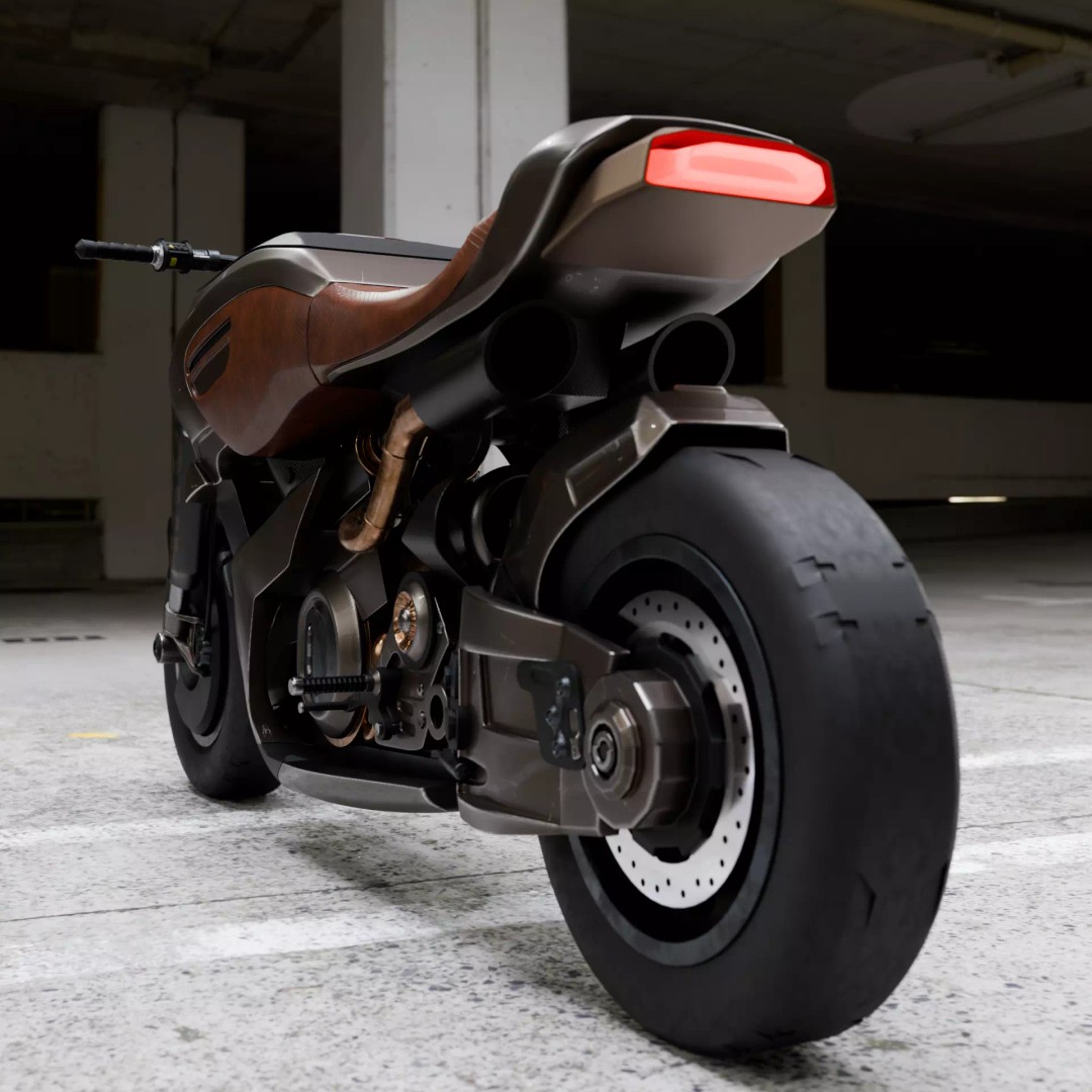 Cyberpunk Motorcycle 3D Model – High Detail Hard Surface, PBR Textures - View 8