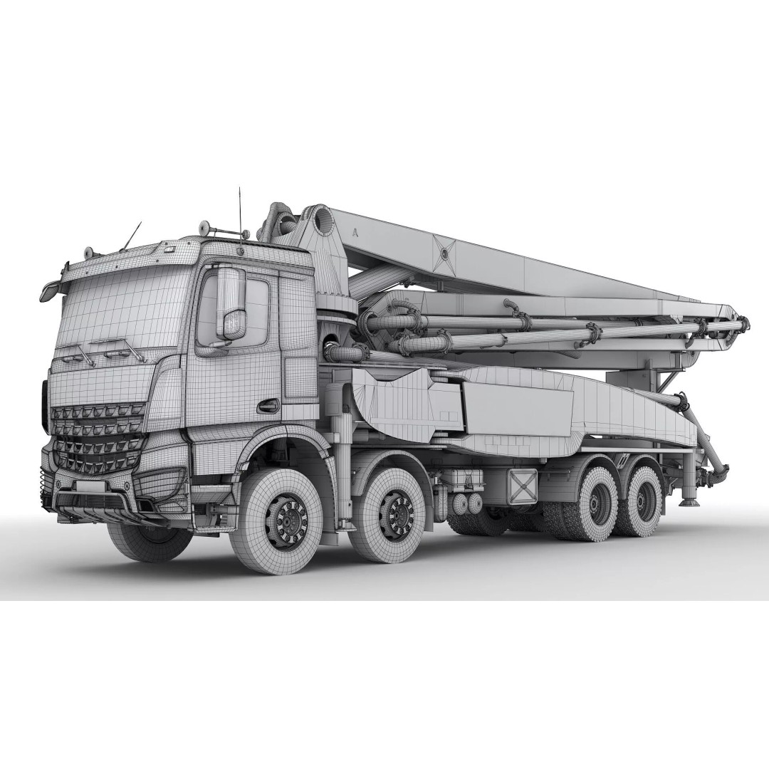 Concrete Pump Truck 3D Model – Rigged Animation Asset, FBX, OBJ - View 24