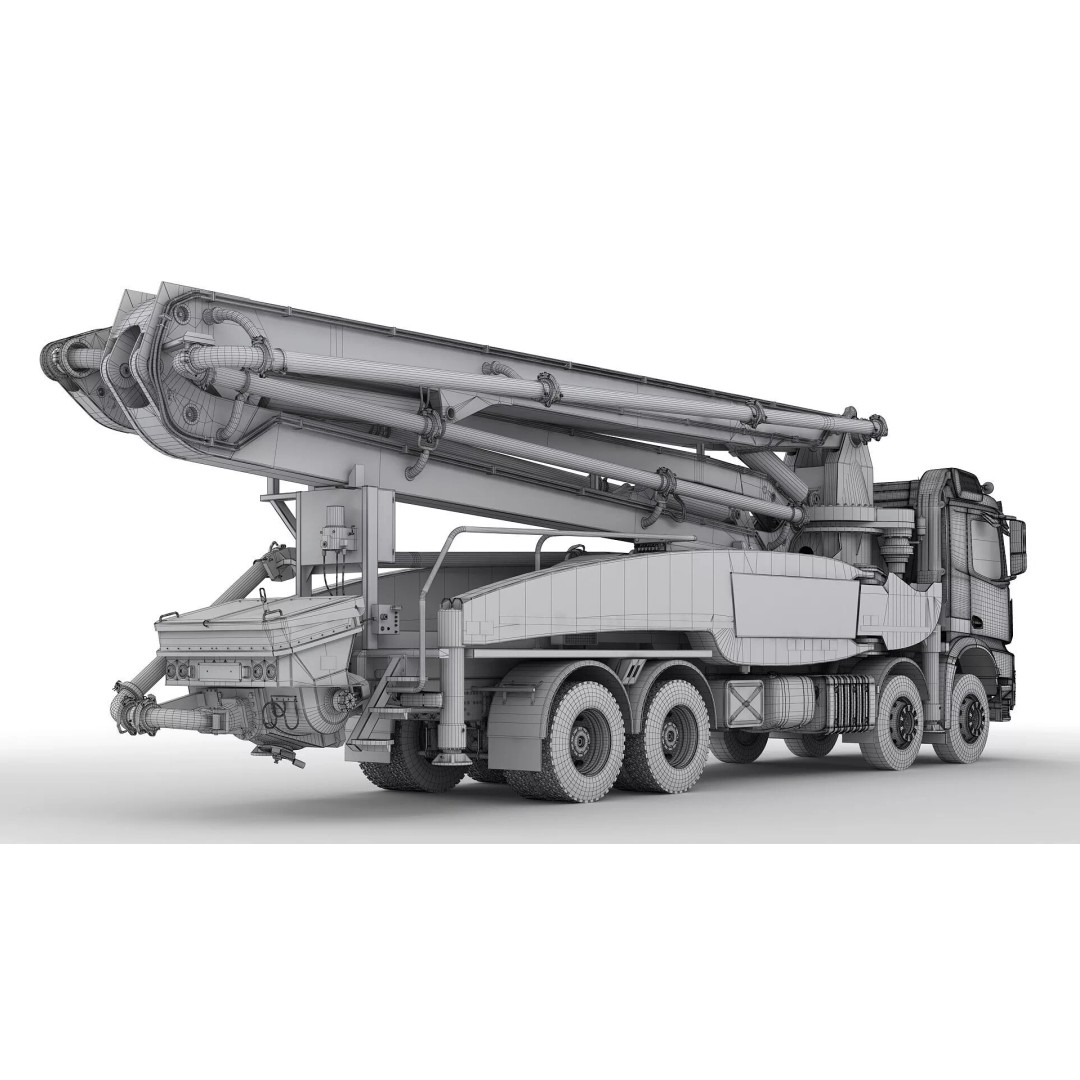 Concrete Pump Truck 3D Model – Rigged Animation Asset, FBX, OBJ - View 25