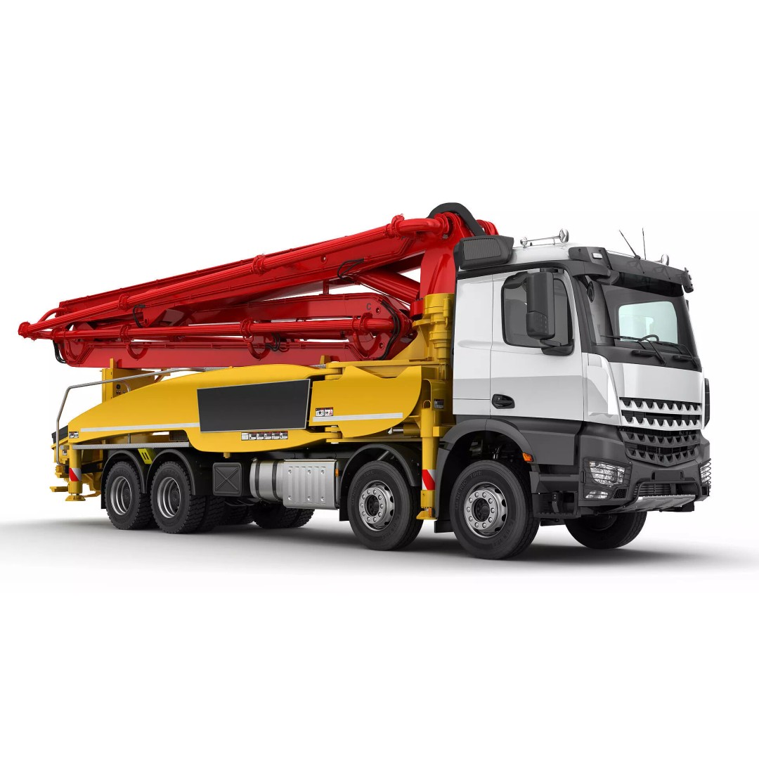Concrete Pump Truck 3D Model – Rigged Animation Asset, FBX, OBJ - View 3
