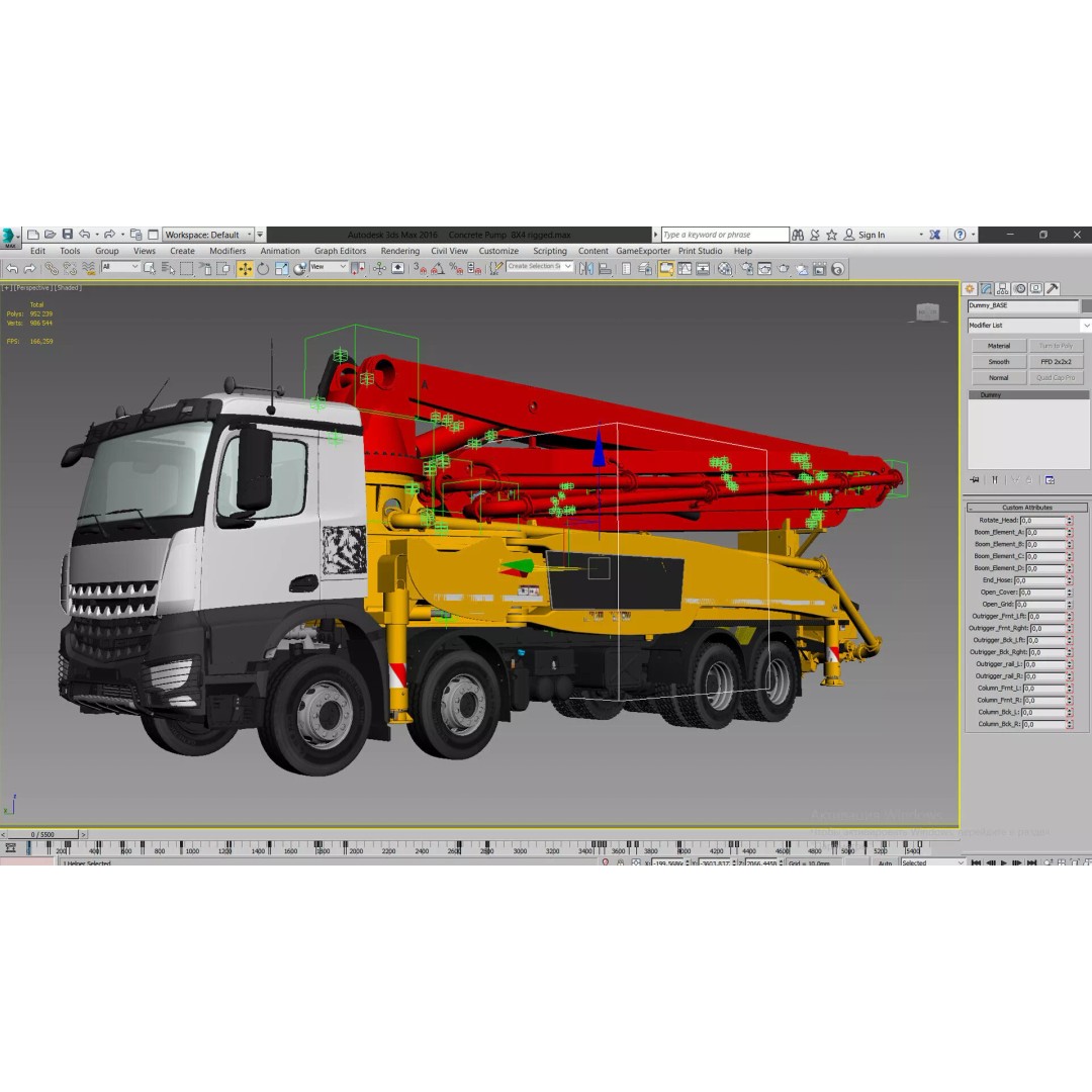 Concrete Pump Truck 3D Model – Rigged Animation Asset, FBX, OBJ - View 5