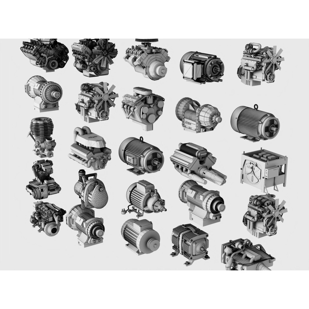 Industrial Engines 3D Model – High-Quality PBR Collection, FBX, OBJ - View 19