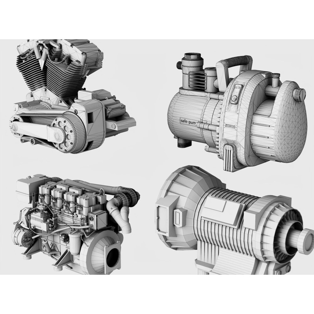 Industrial Engines 3D Model – High-Quality PBR Collection, FBX, OBJ - View 20