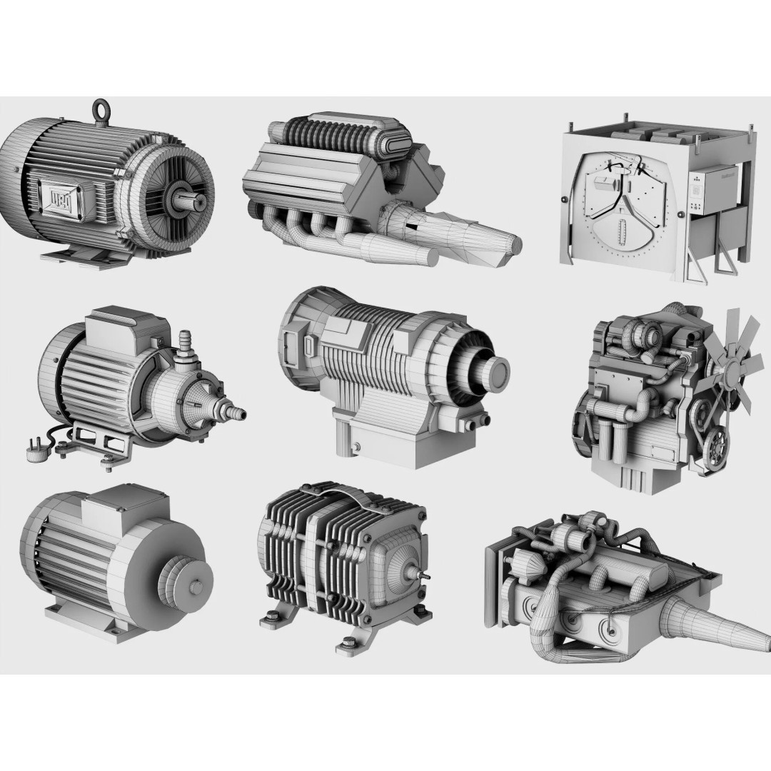 Industrial Engines 3D Model – High-Quality PBR Collection, FBX, OBJ - View 21