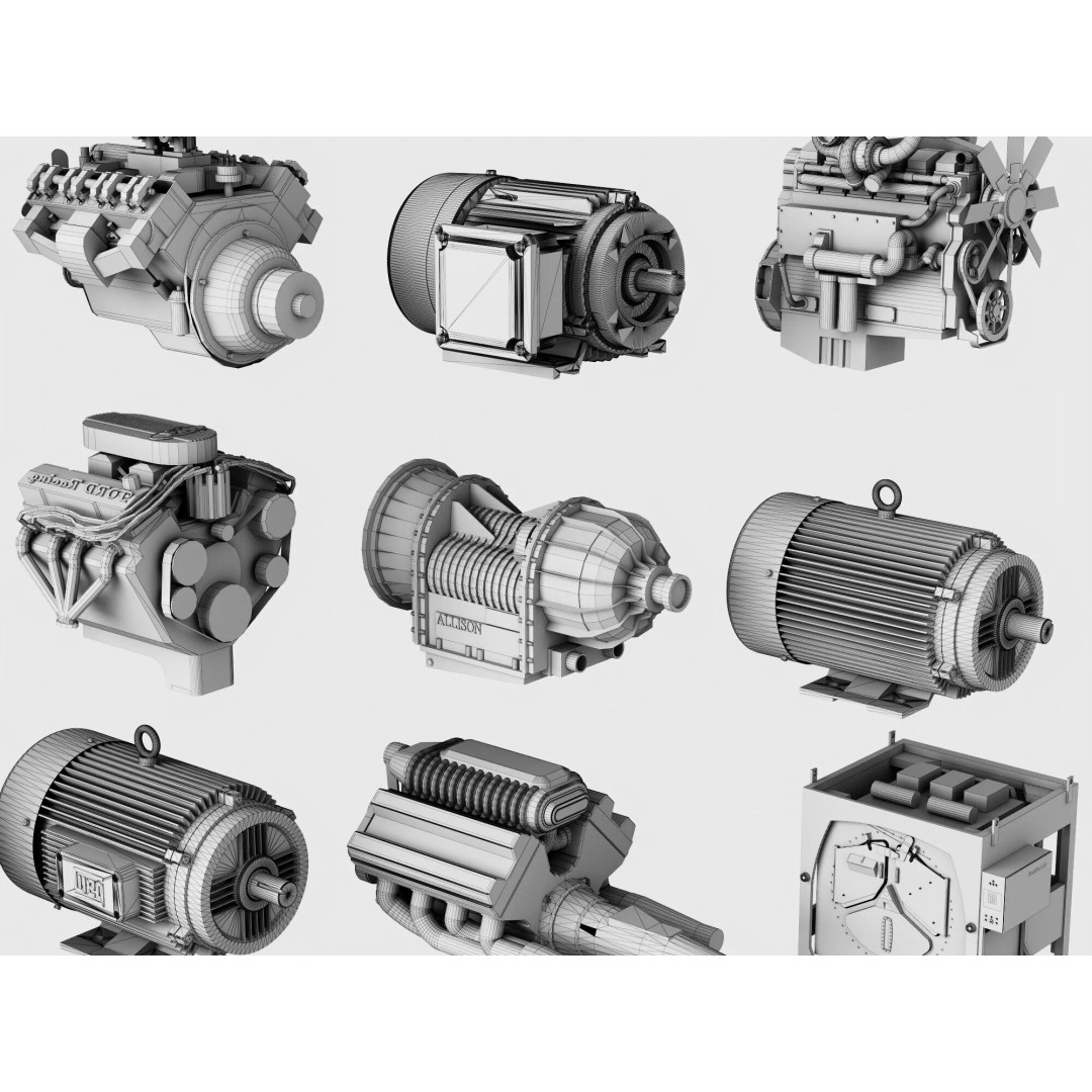 Industrial Engines 3D Model – High-Quality PBR Collection, FBX, OBJ - View 22