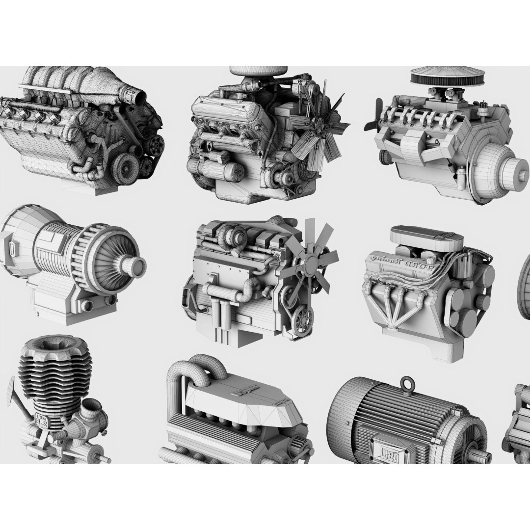 Industrial Engines 3D Model – High-Quality PBR Collection, FBX, OBJ - View 23