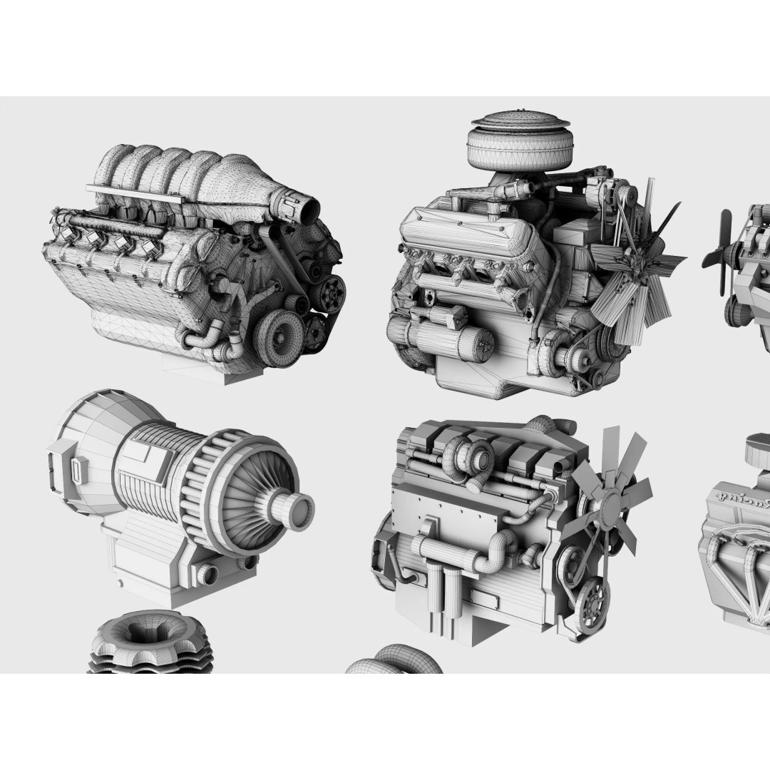 Industrial Engines 3D Model – High-Quality PBR Collection, FBX, OBJ - View 24