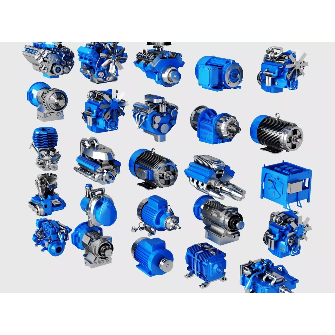 Industrial Engines 3D Model – High-Quality PBR Collection, FBX, OBJ - View 3