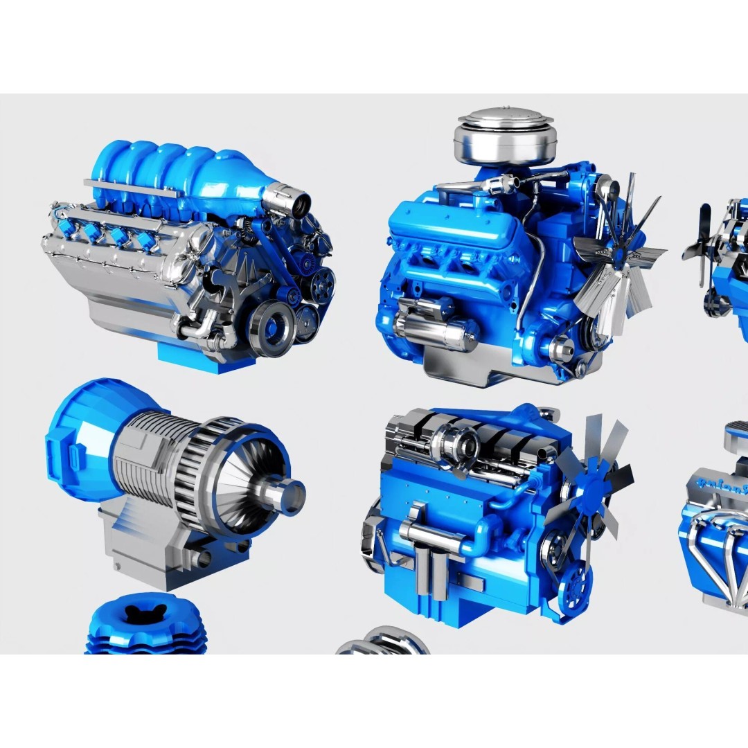 Industrial Engines 3D Model – High-Quality PBR Collection, FBX, OBJ - View 8