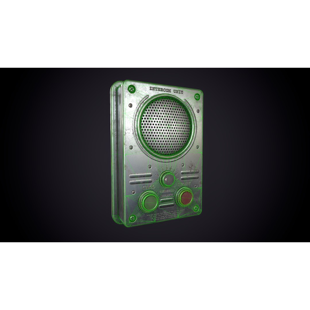 Vintage Intercom 3D Model – Low Poly Game Ready Asset, FBX, OBJ