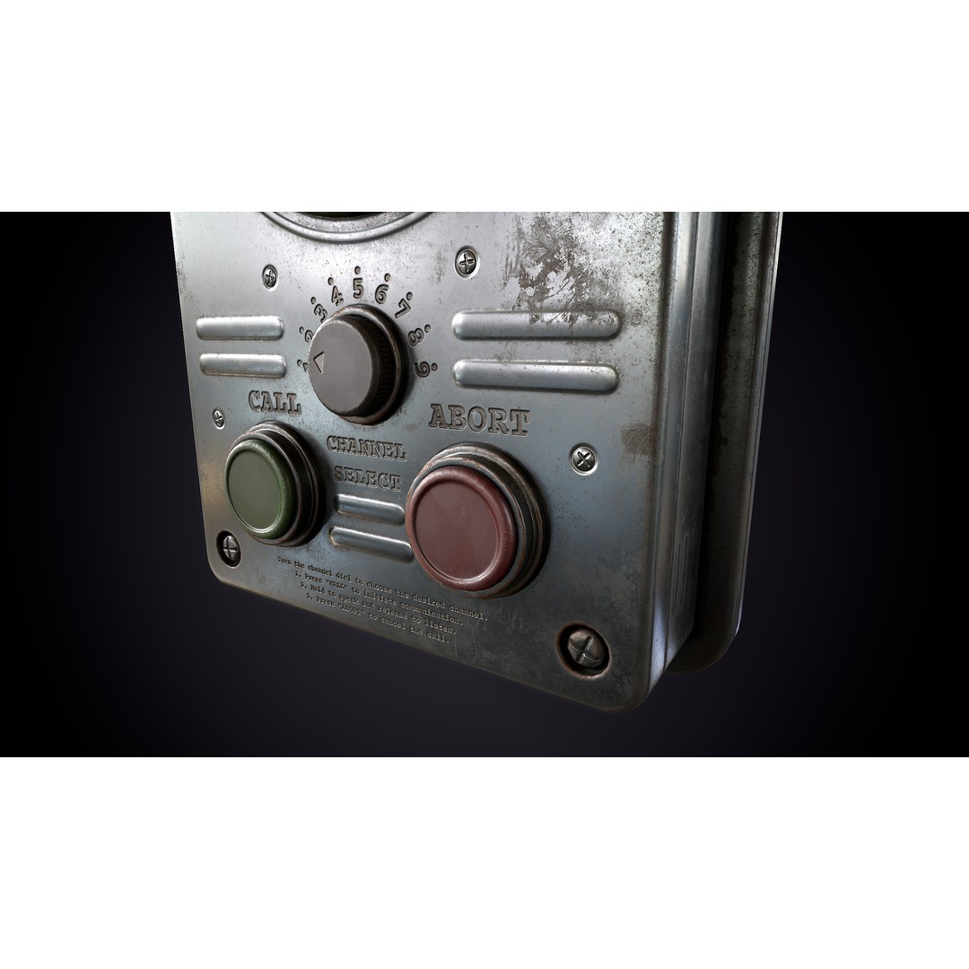 Vintage Intercom 3D Model – Low Poly Game Ready Asset, FBX, OBJ - View 10