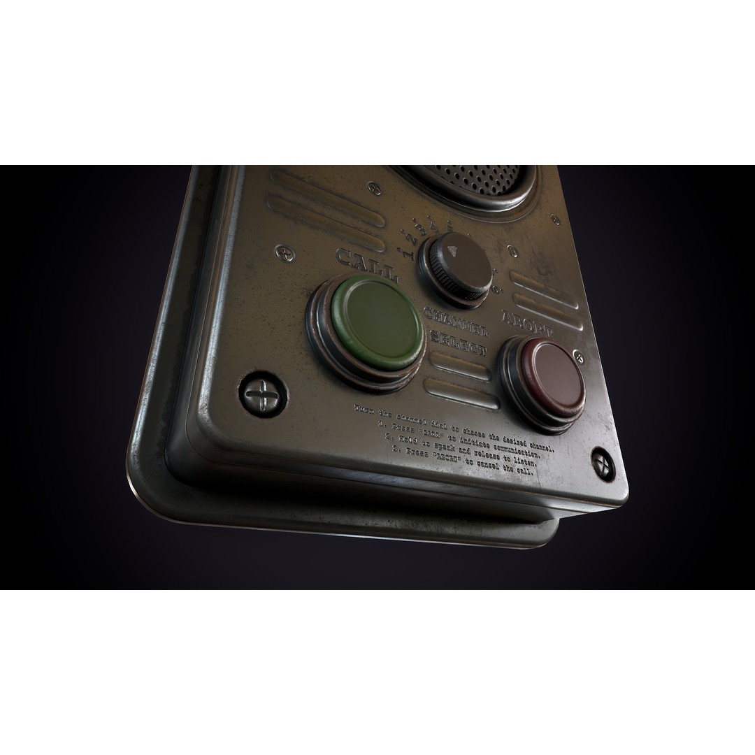 Vintage Intercom 3D Model – Low Poly Game Ready Asset, FBX, OBJ - View 11