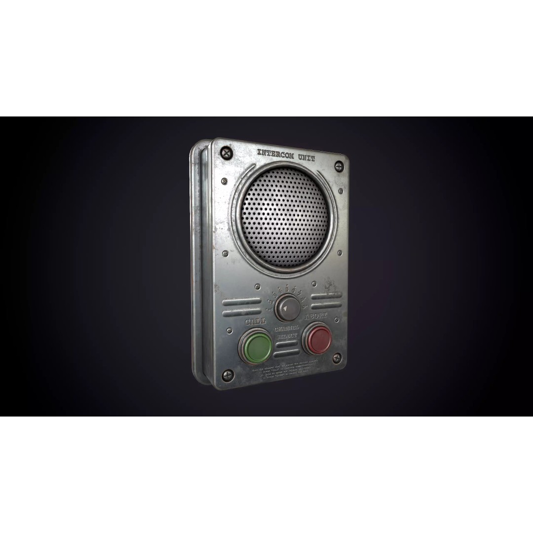 Vintage Intercom 3D Model – Low Poly Game Ready Asset, FBX, OBJ - View 2