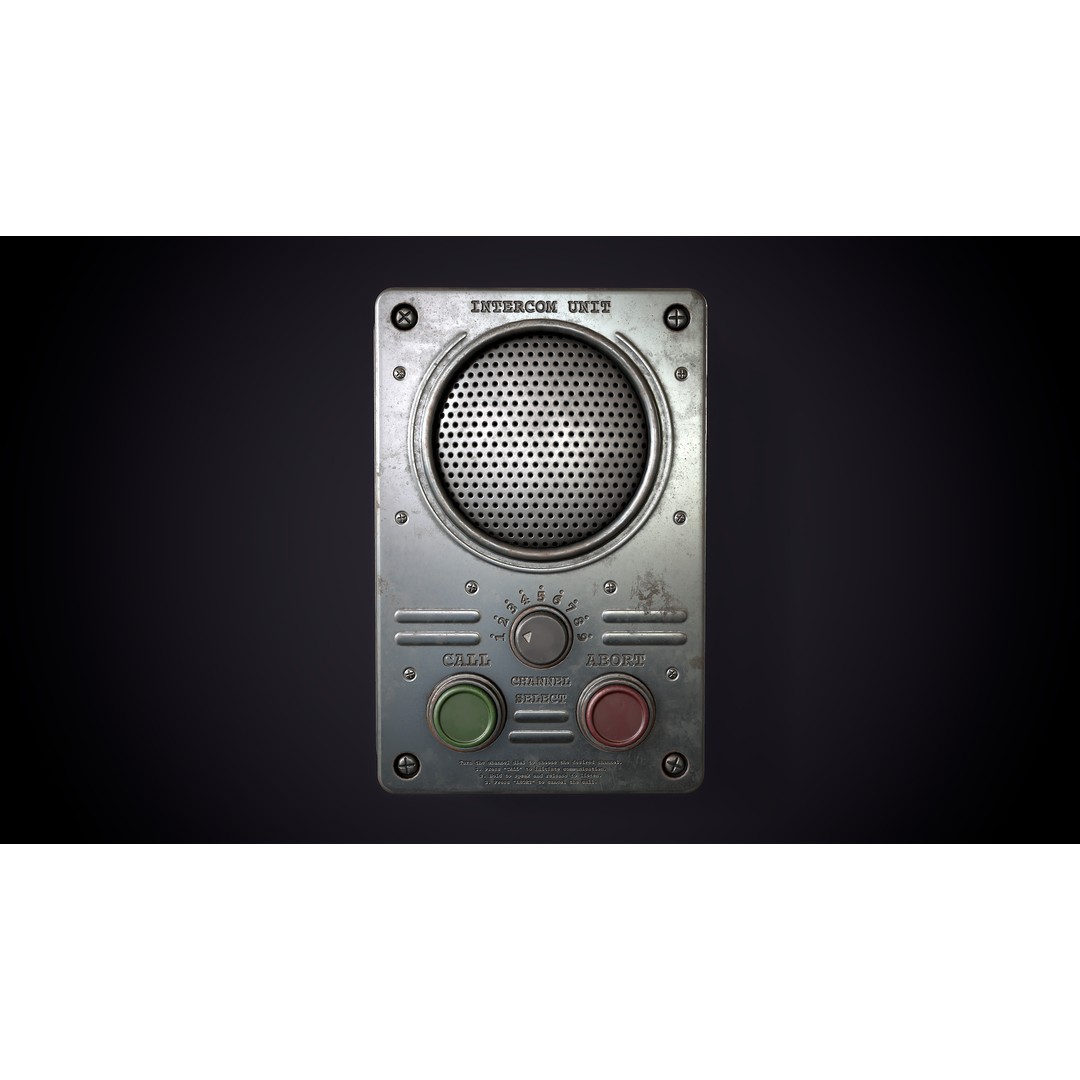 Vintage Intercom 3D Model – Low Poly Game Ready Asset, FBX, OBJ - View 3
