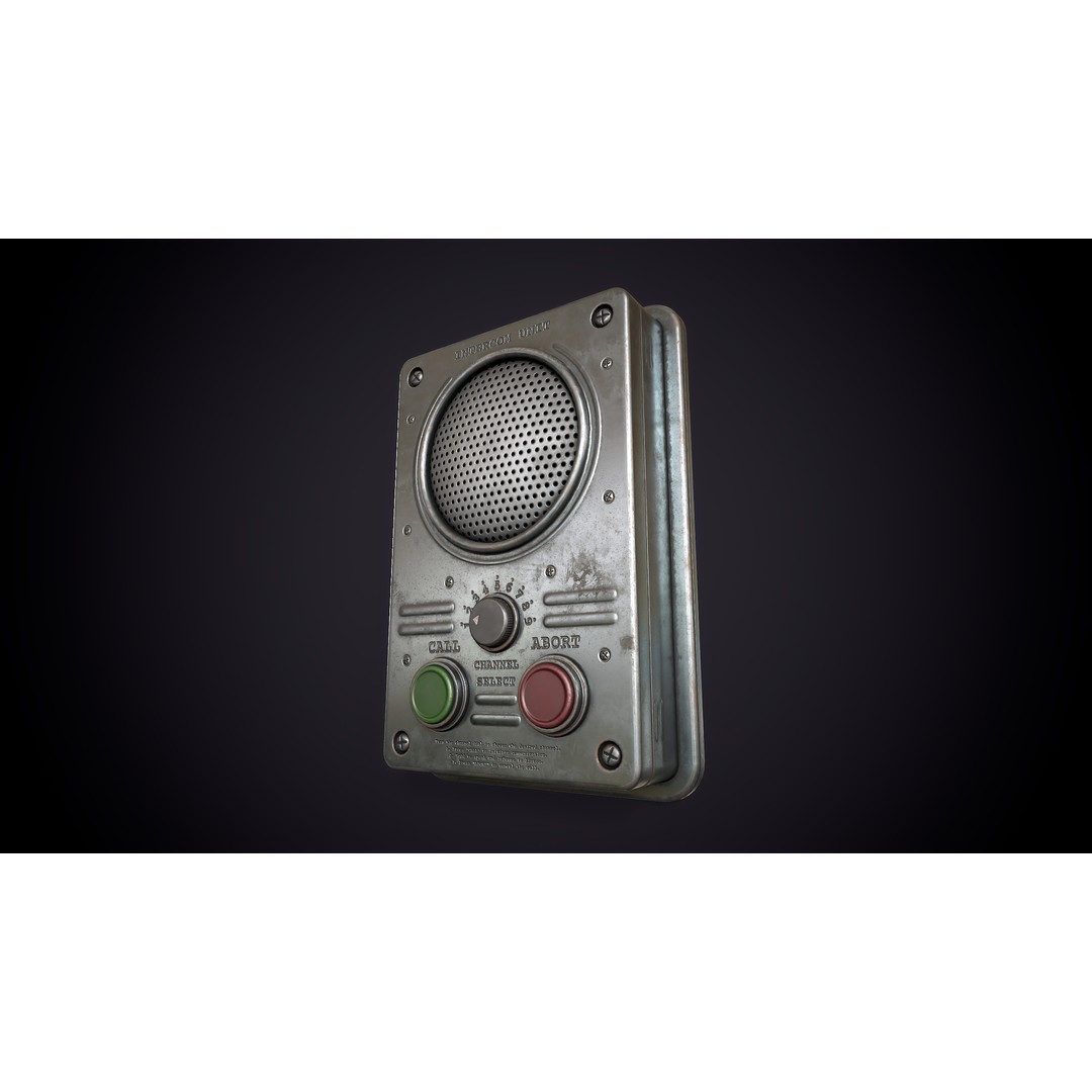 Vintage Intercom 3D Model – Low Poly Game Ready Asset, FBX, OBJ - View 4