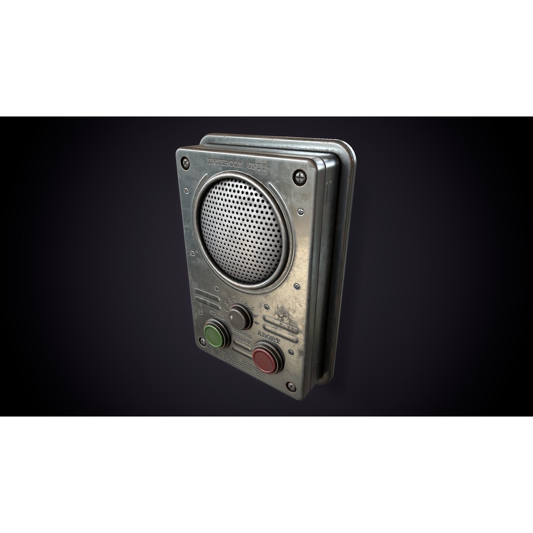 Vintage Intercom 3D Model – Low Poly Game Ready Asset, FBX, OBJ - View 5