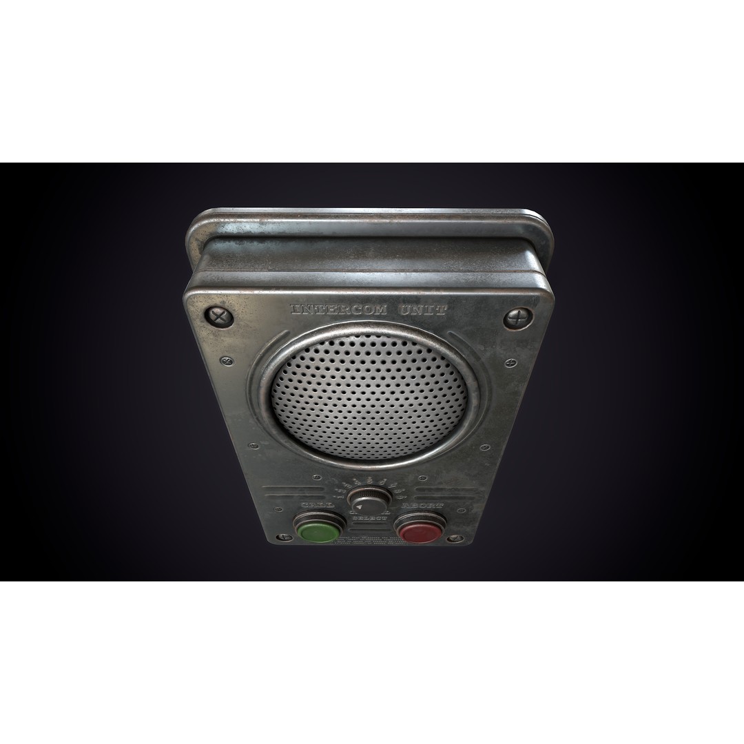 Vintage Intercom 3D Model – Low Poly Game Ready Asset, FBX, OBJ - View 7