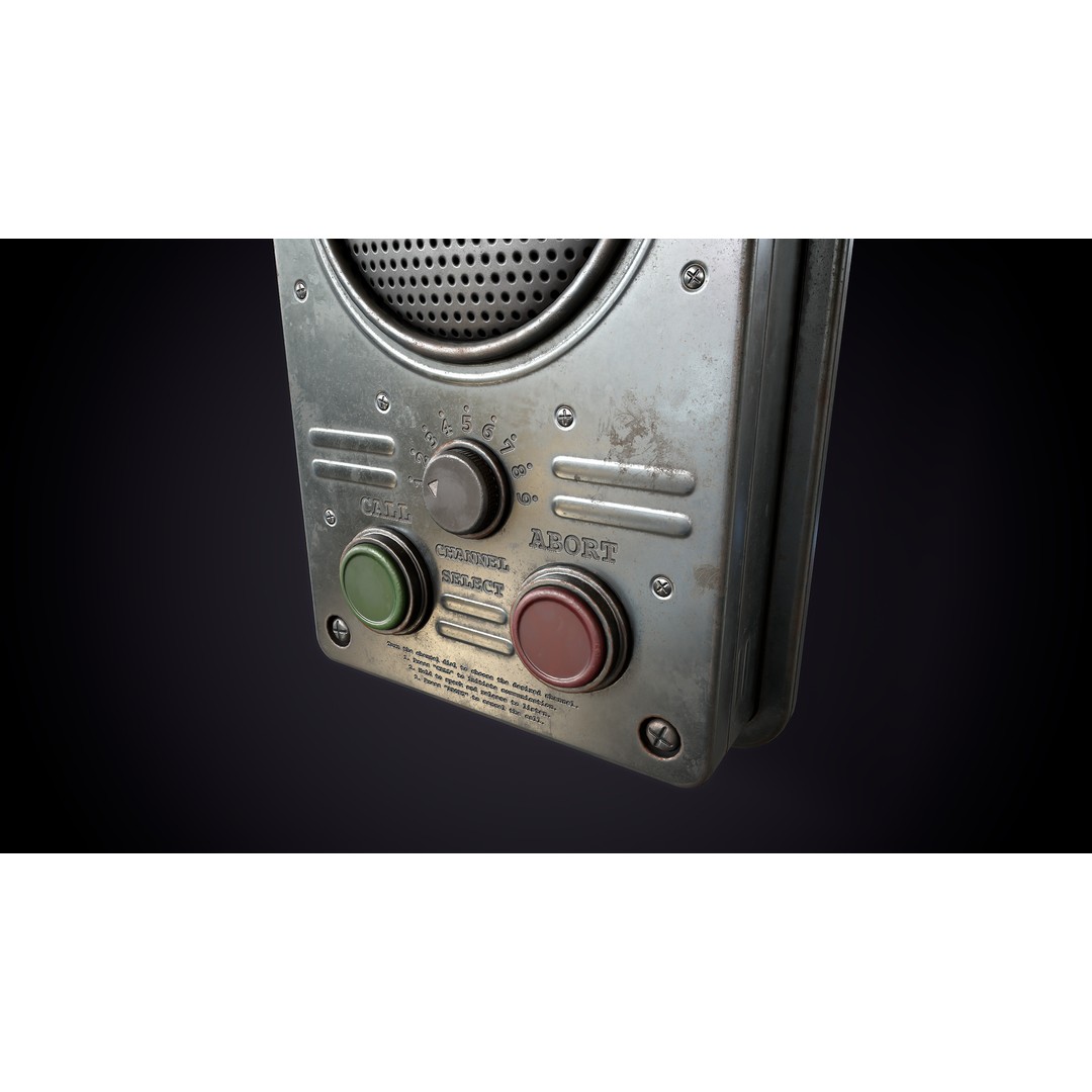 Vintage Intercom 3D Model – Low Poly Game Ready Asset, FBX, OBJ - View 9