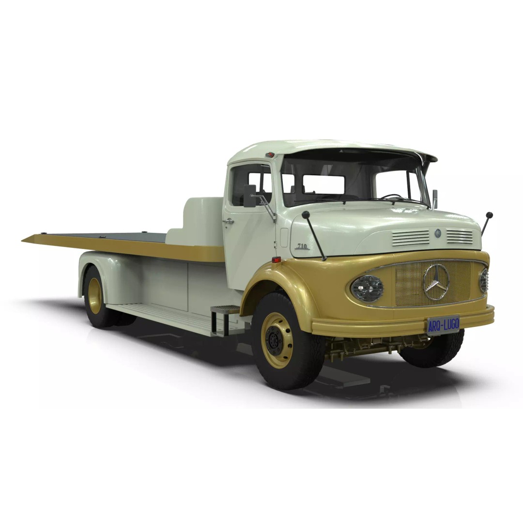 Mercedes-Benz LAK 710 4x4 Truck 3D Model – Classic Car Carrier, Blender - View 12