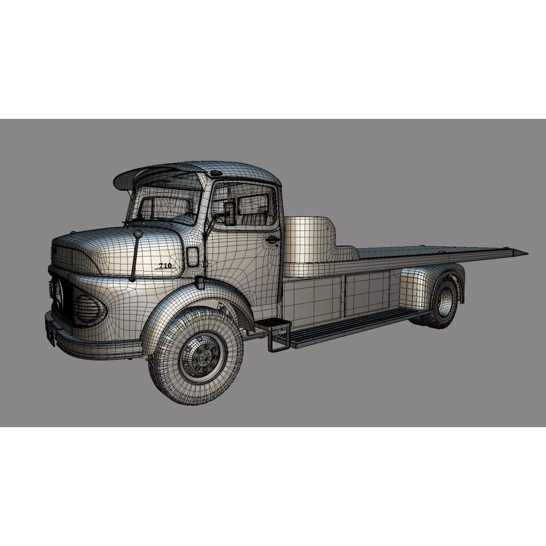 Mercedes-Benz LAK 710 4x4 Truck 3D Model – Classic Car Carrier, Blender - View 25