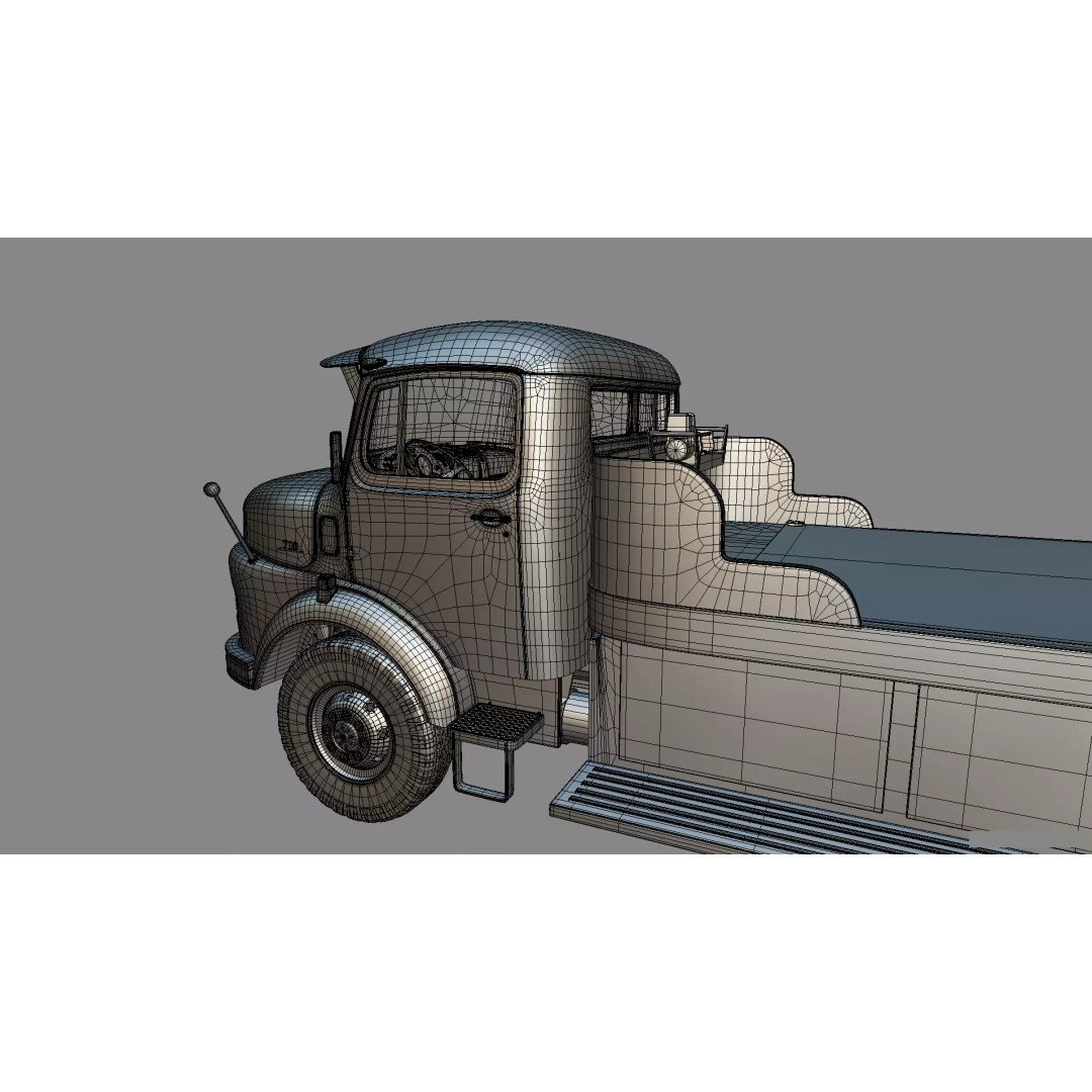 Mercedes-Benz LAK 710 4x4 Truck 3D Model – Classic Car Carrier, Blender - View 31