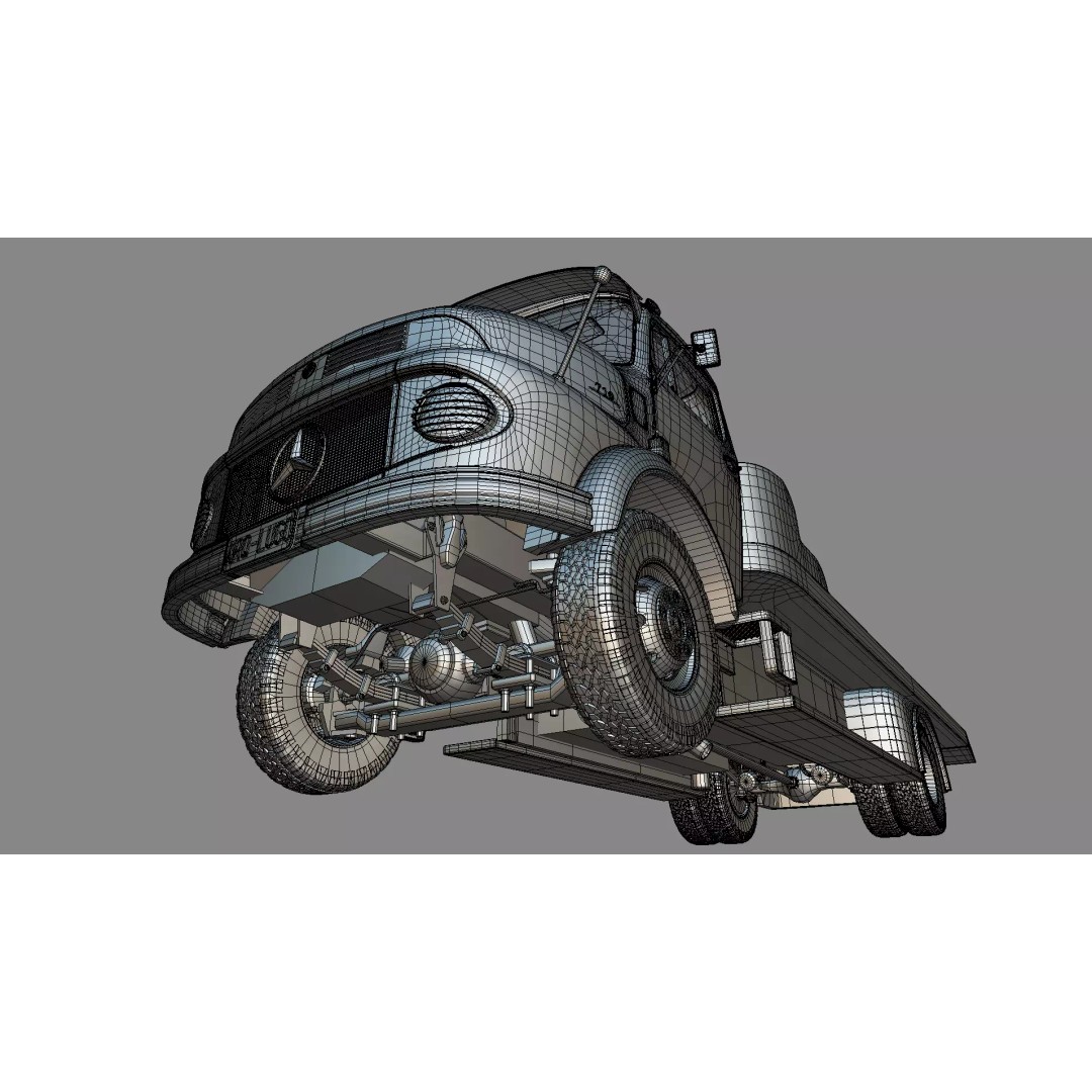 Mercedes-Benz LAK 710 4x4 Truck 3D Model – Classic Car Carrier, Blender - View 32