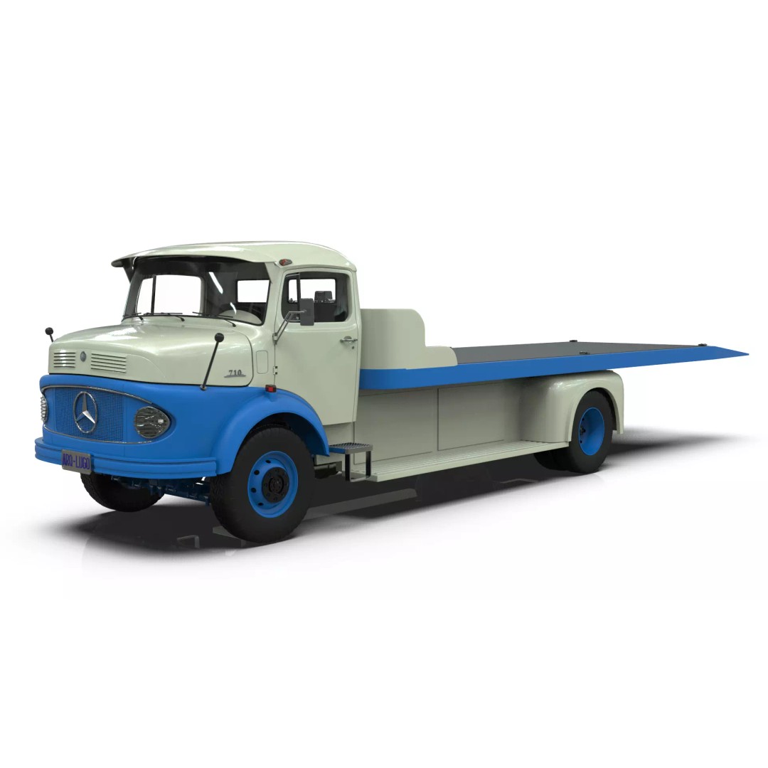 Mercedes-Benz LAK 710 4x4 Truck 3D Model – Classic Car Carrier, Blender - View 7
