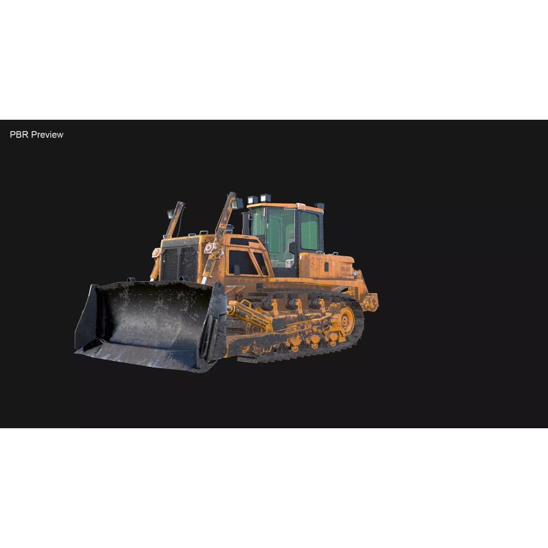 Modern Bulldozer 3D Model – PBR Industrial Asset, FBX, OBJ