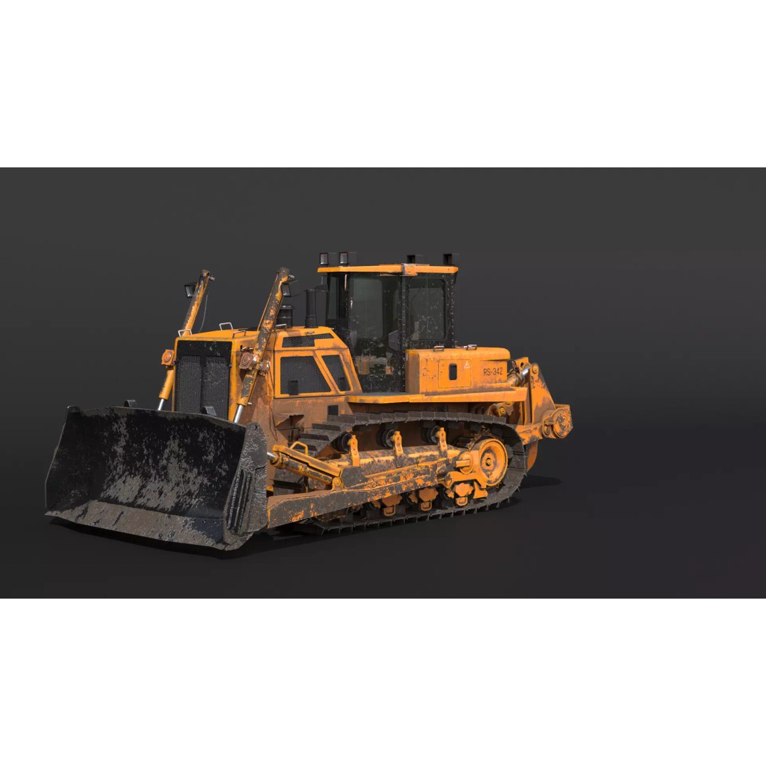 Modern Bulldozer 3D Model – PBR Industrial Asset, FBX, OBJ - View 12
