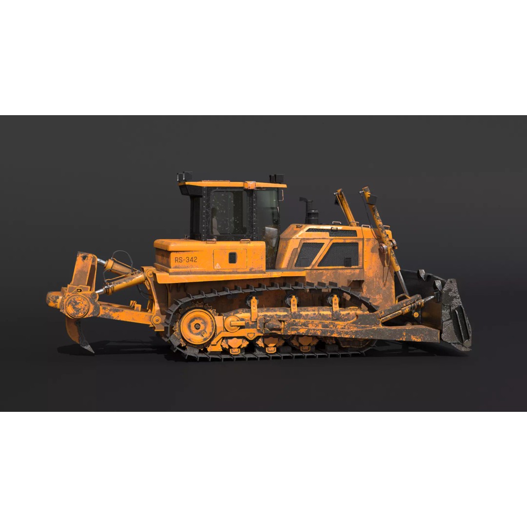 Modern Bulldozer 3D Model – PBR Industrial Asset, FBX, OBJ - View 17