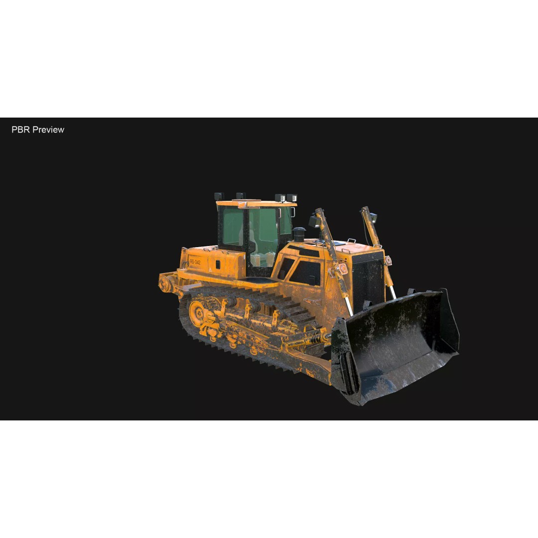 Modern Bulldozer 3D Model – PBR Industrial Asset, FBX, OBJ - View 24