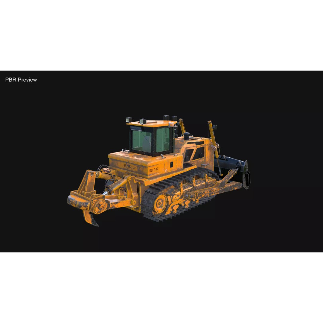 Modern Bulldozer 3D Model – PBR Industrial Asset, FBX, OBJ - View 25
