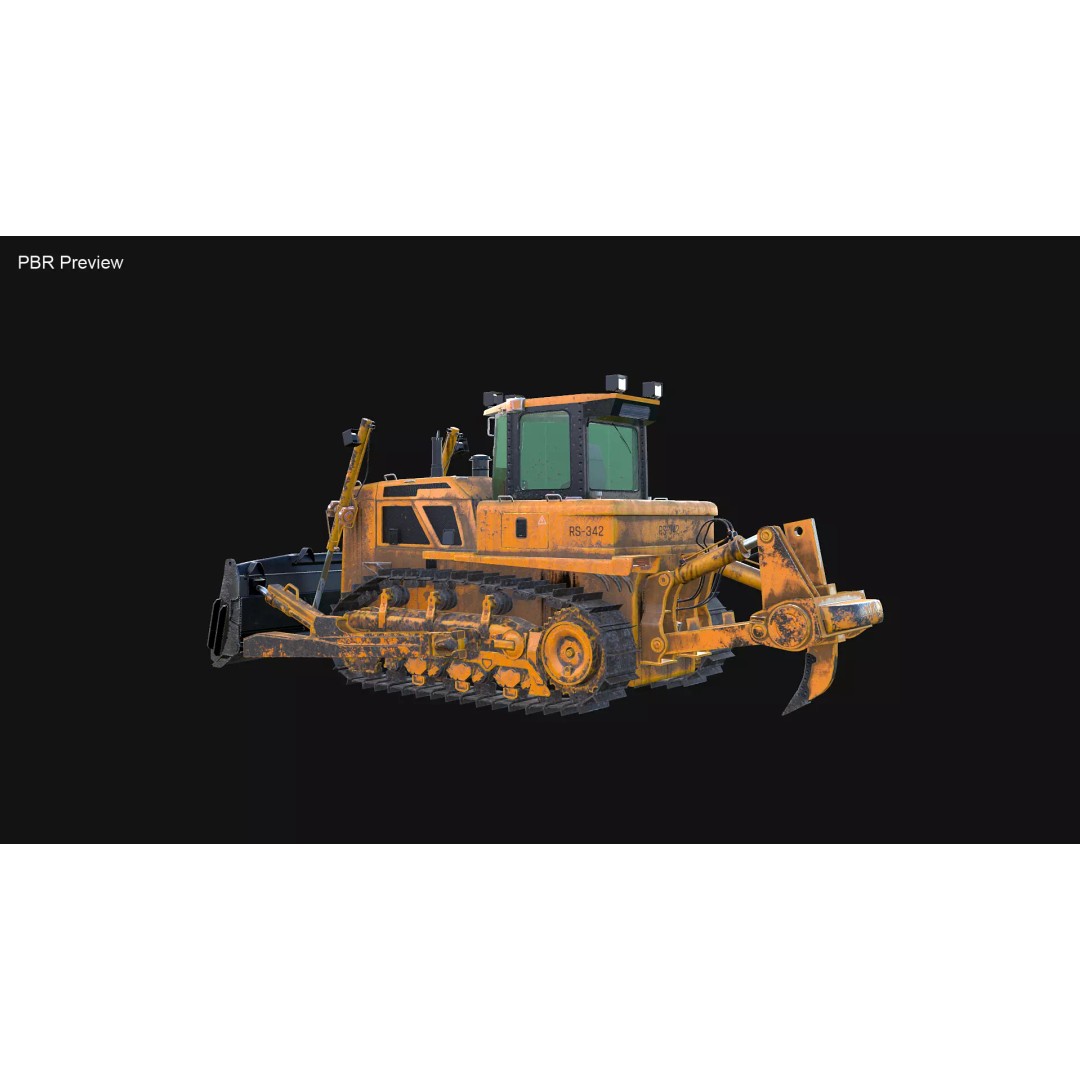 Modern Bulldozer 3D Model – PBR Industrial Asset, FBX, OBJ - View 26