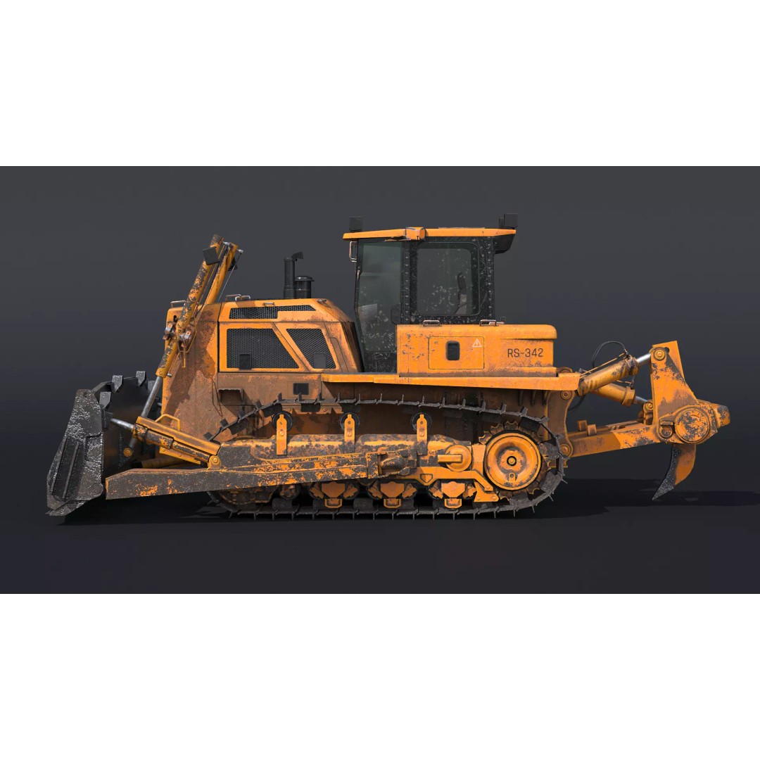 Modern Bulldozer 3D Model – PBR Industrial Asset, FBX, OBJ - View 3