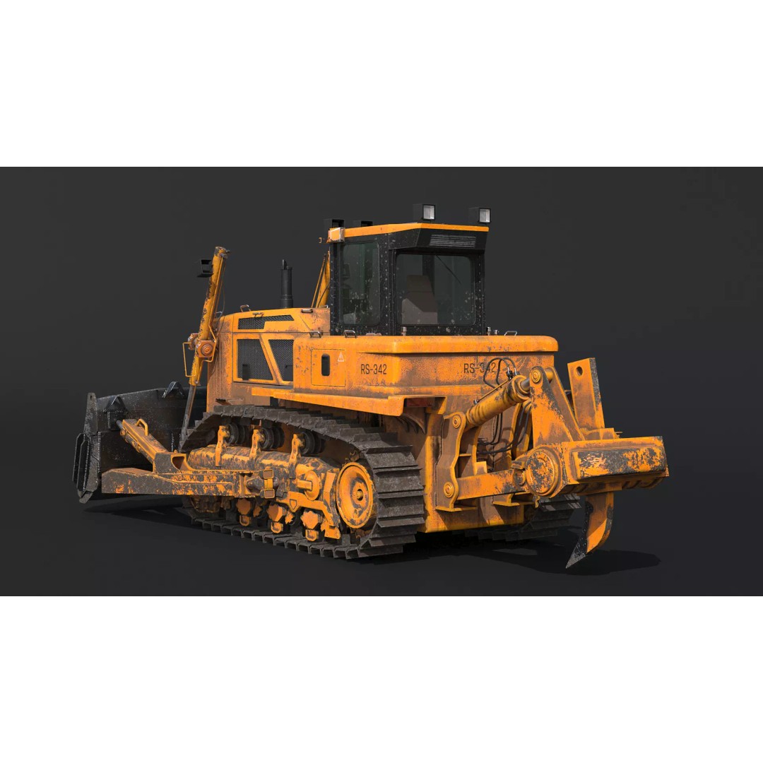 Modern Bulldozer 3D Model – PBR Industrial Asset, FBX, OBJ - View 4