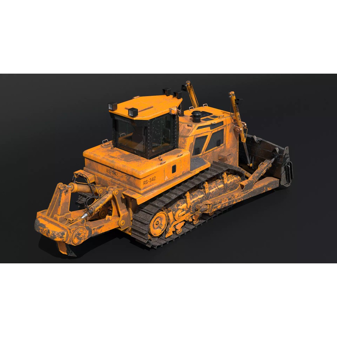 Modern Bulldozer 3D Model – PBR Industrial Asset, FBX, OBJ - View 7