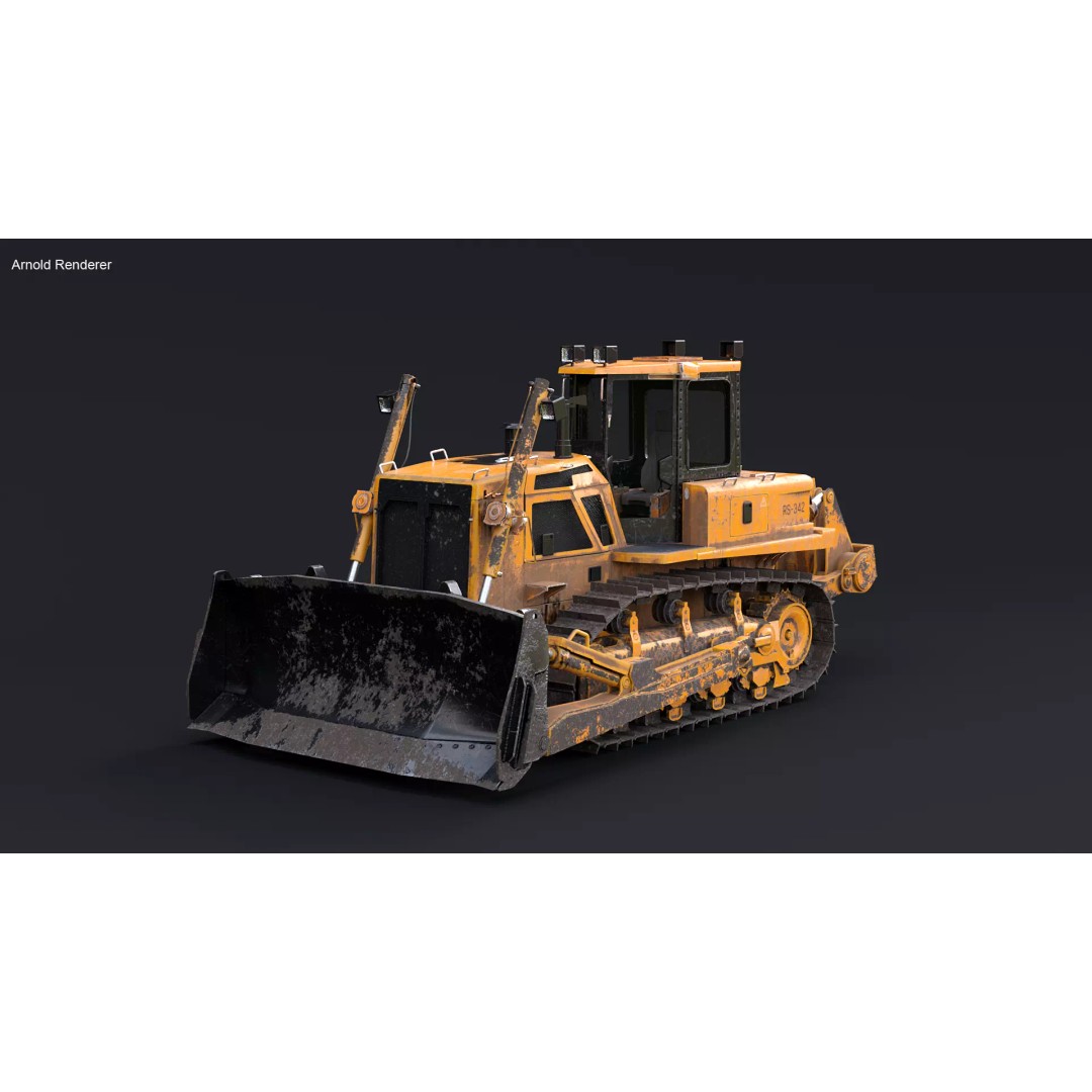 Modern Bulldozer 3D Model – PBR Industrial Asset, FBX, OBJ - View 8