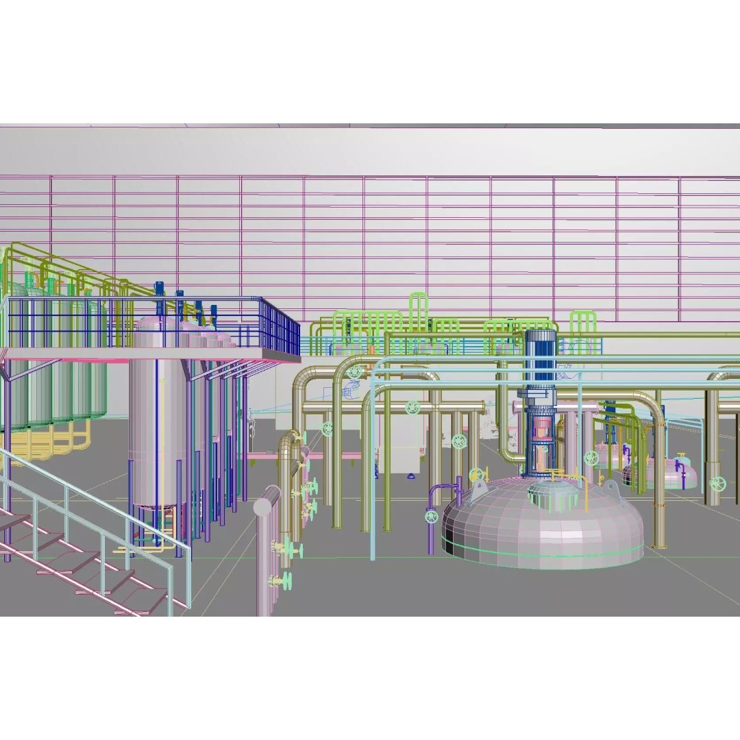 Factory Production Line 3D Model – Industrial Scene, OBJ, FBX, PBR